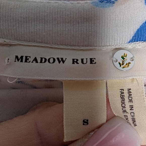 Anthropologie Ridged Yoke Floral Print Ruffle Sleeve Boho Cottagecore Knit Top S - Picture 7 of 9